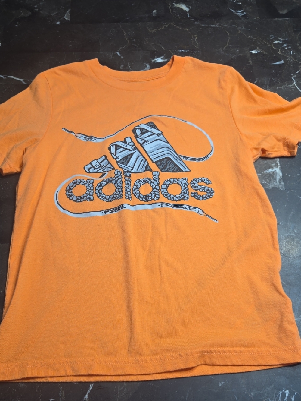 adidas Orange Tee with Graphic Sneaker Logo